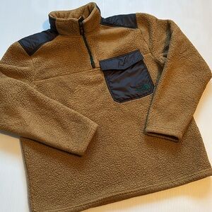 The North Face Brown Sherpa Quarter zip pullover. Men’s large